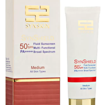 ضد آفتاب فلوئید رنگ متوسط spf 50 ساین اسکین